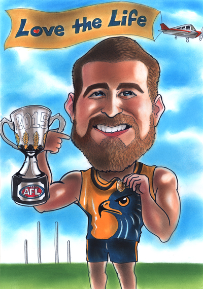 AFL premiership cup caricature