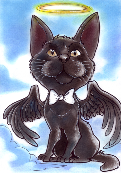 angel kitty caricature