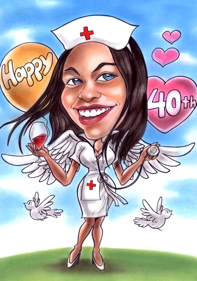 angel nurse caricature