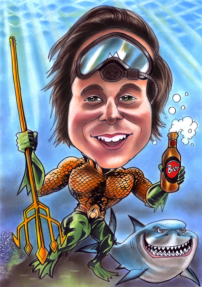 aquaman diver caricature