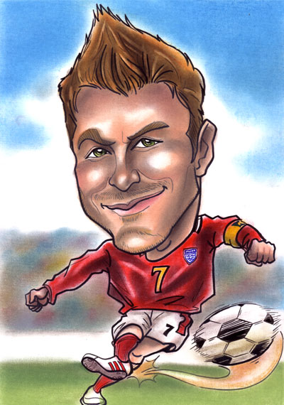 beckham soccer caricature