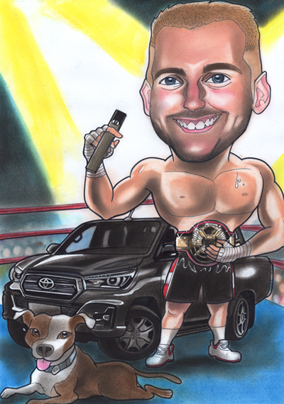 Boxer and Ute caricature