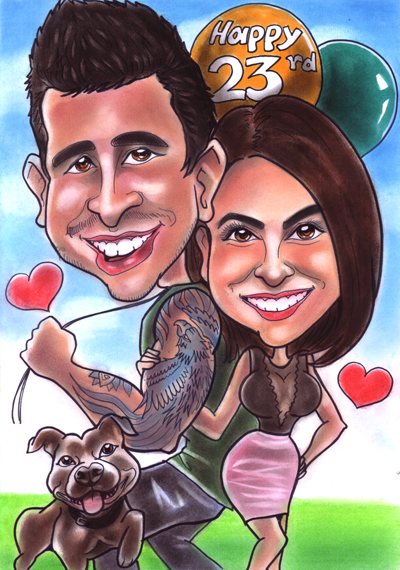 couple birthday caricature