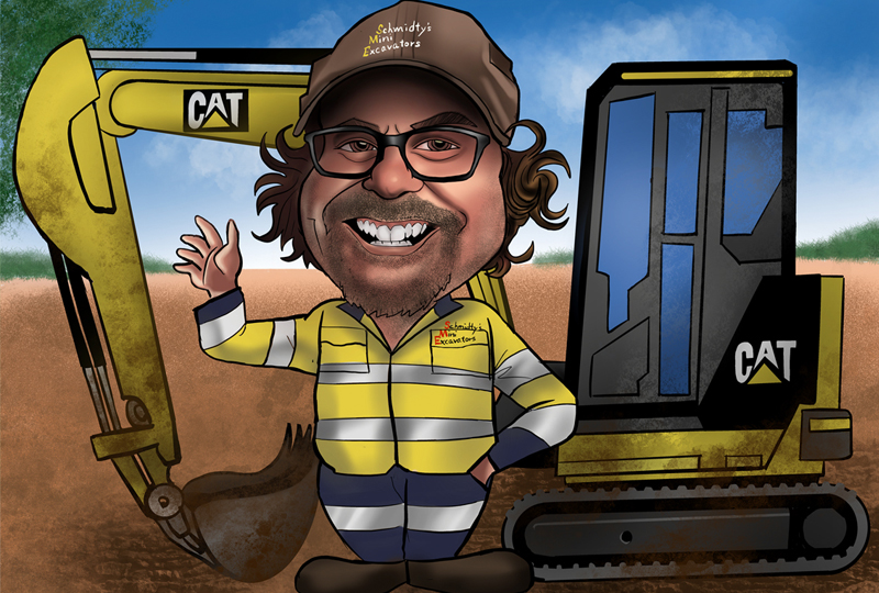 Excavator caricature