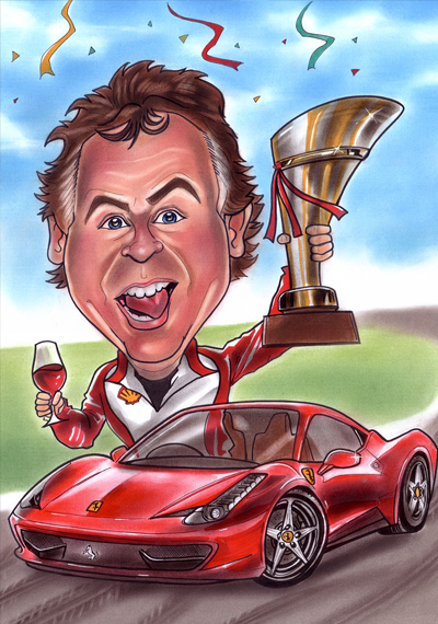 ferrari champion caricature