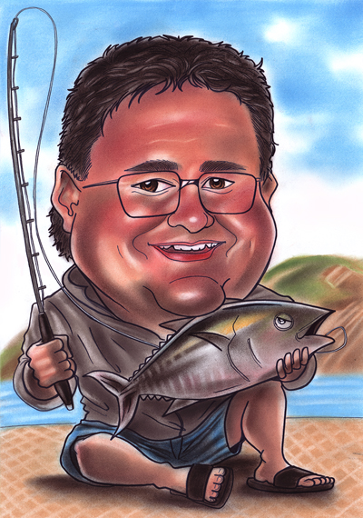 Fishing Day caricature