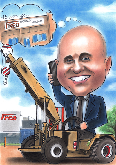 Freo Boss with Crane caricature