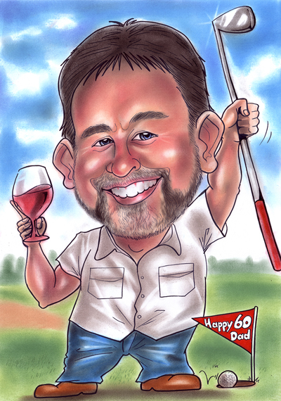 Golfer Dad Birthday caricature