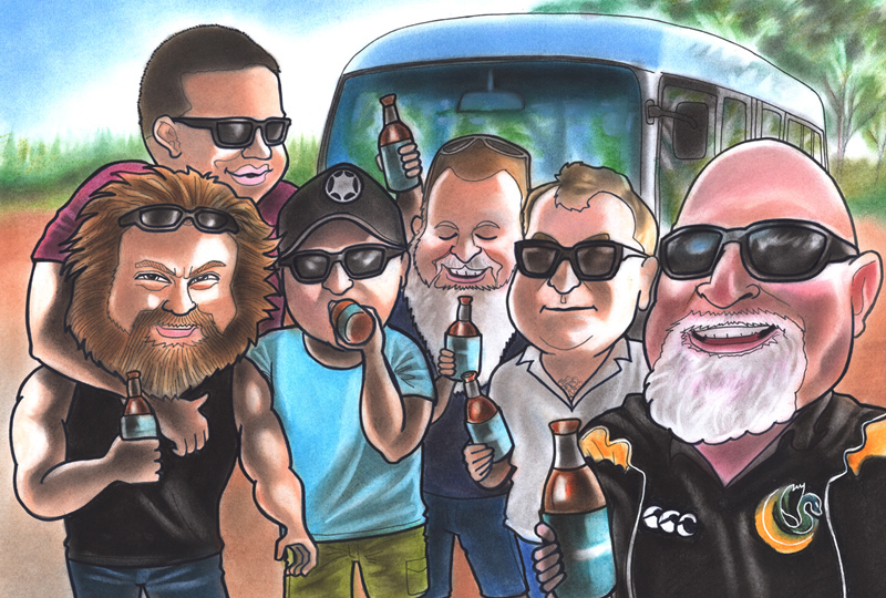Group Selfie caricature
