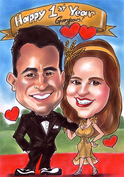 happy 1st year anniversary caricature