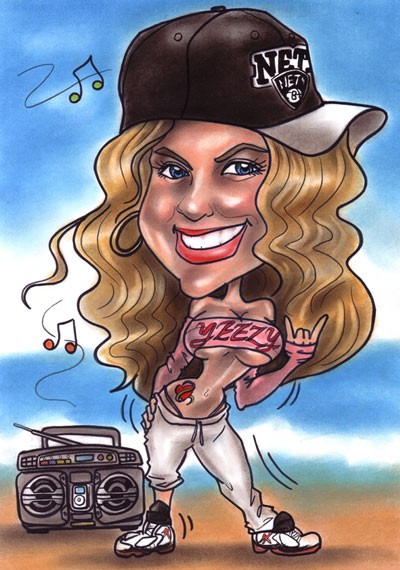 hip hop girl caricature