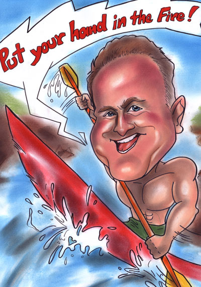 kayaking caricature