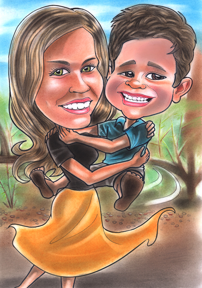 mother & Son caricature