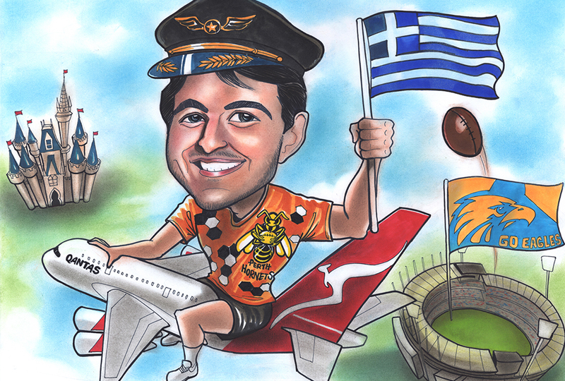 Perth hornet Travel caricature
