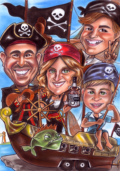 pirate family caricature