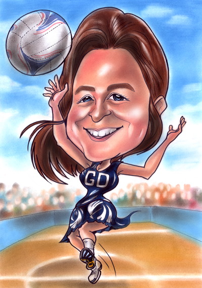 volley ball girl caricature