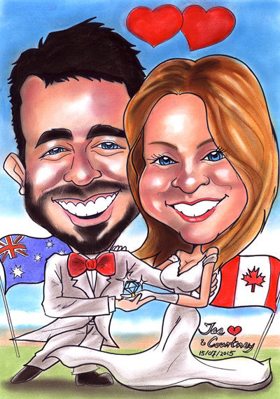 international wedding caricature
