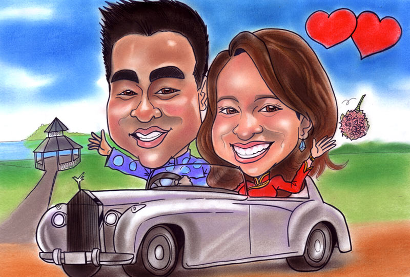 Wedding Lemo caricature