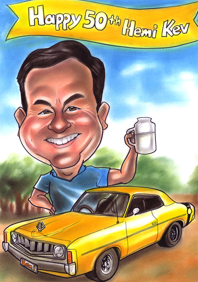 the yellow car caricature