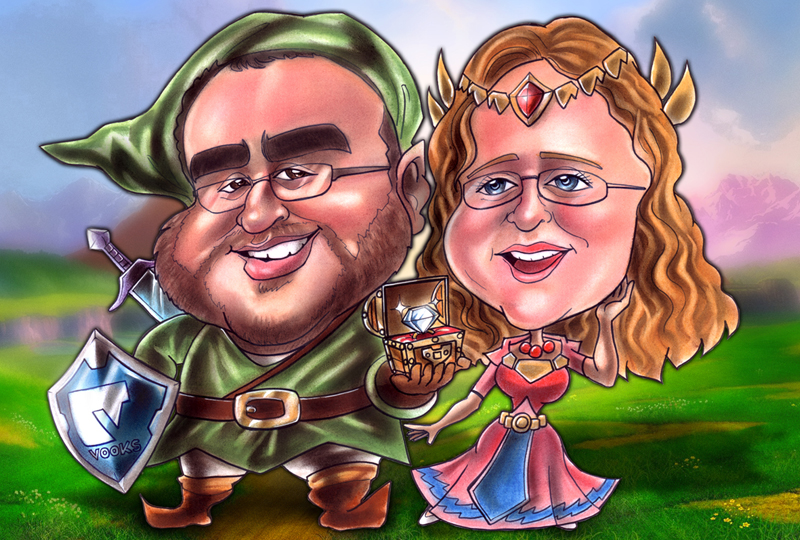 zelda couple caricature